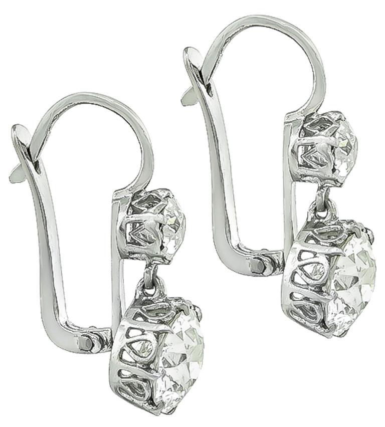 3.83 Carat Diamond Platinum Earrings In Good Condition In New York, NY