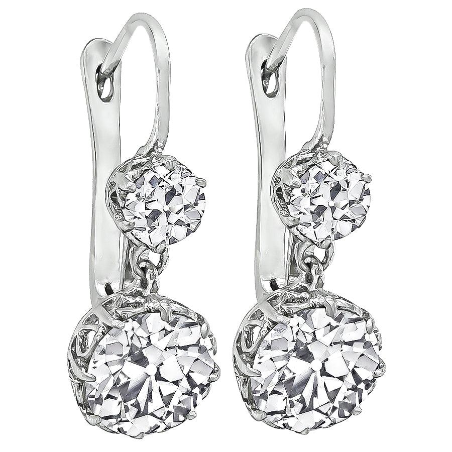 3.83 Carat Diamond Platinum Earrings
