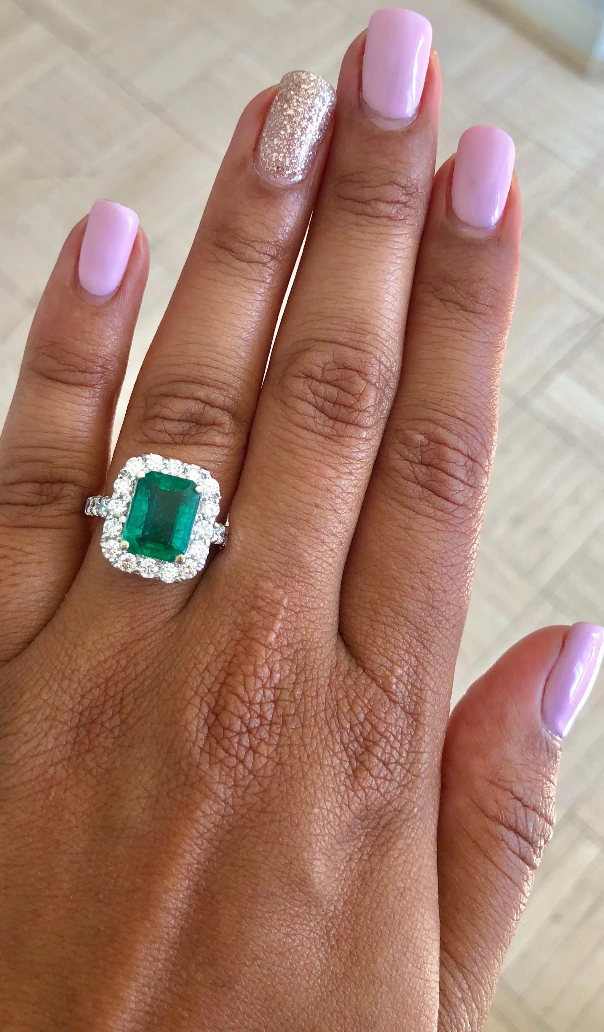 4.42 Carat Emerald Diamond White Gold Engagement Ring In New Condition In Los Angeles, CA