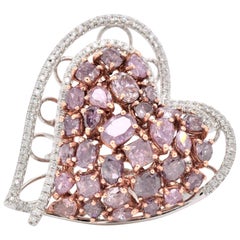 4.42 Carat Fancy Color Pink and White Mosaic Diamond Heart 