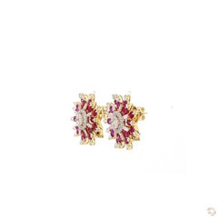 Orecchini in oro rosa con diamanti taglio brillante rotondo da 4.42 carati