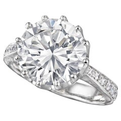 4.42 Carat Round Brilliant Statement / J color VVS 14K Gold Diamond Ring
