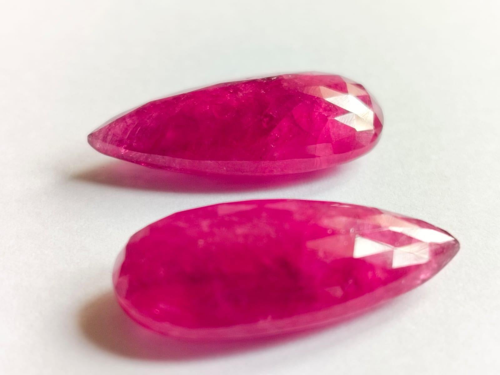 Modern 44.22 Carat Ruby Faceted Pan Cabochon Pair Loose Gemstone  For Sale