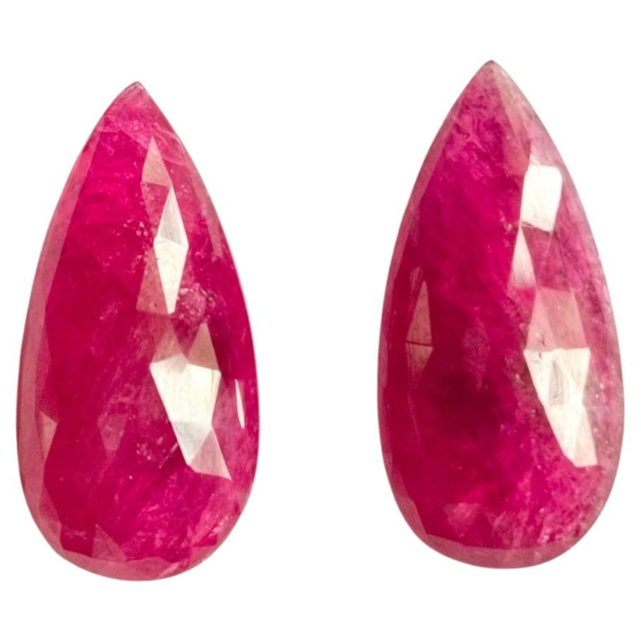 44.22 Carat Ruby Faceted Pan Cabochon Pair Loose Gemstone  For Sale