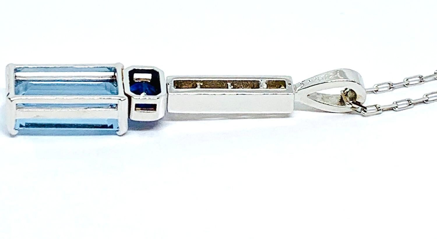 4.43 Carat Aquamarine with 1.01 Carat Sapphire and 0.26 Carat Diamond Necklace 5