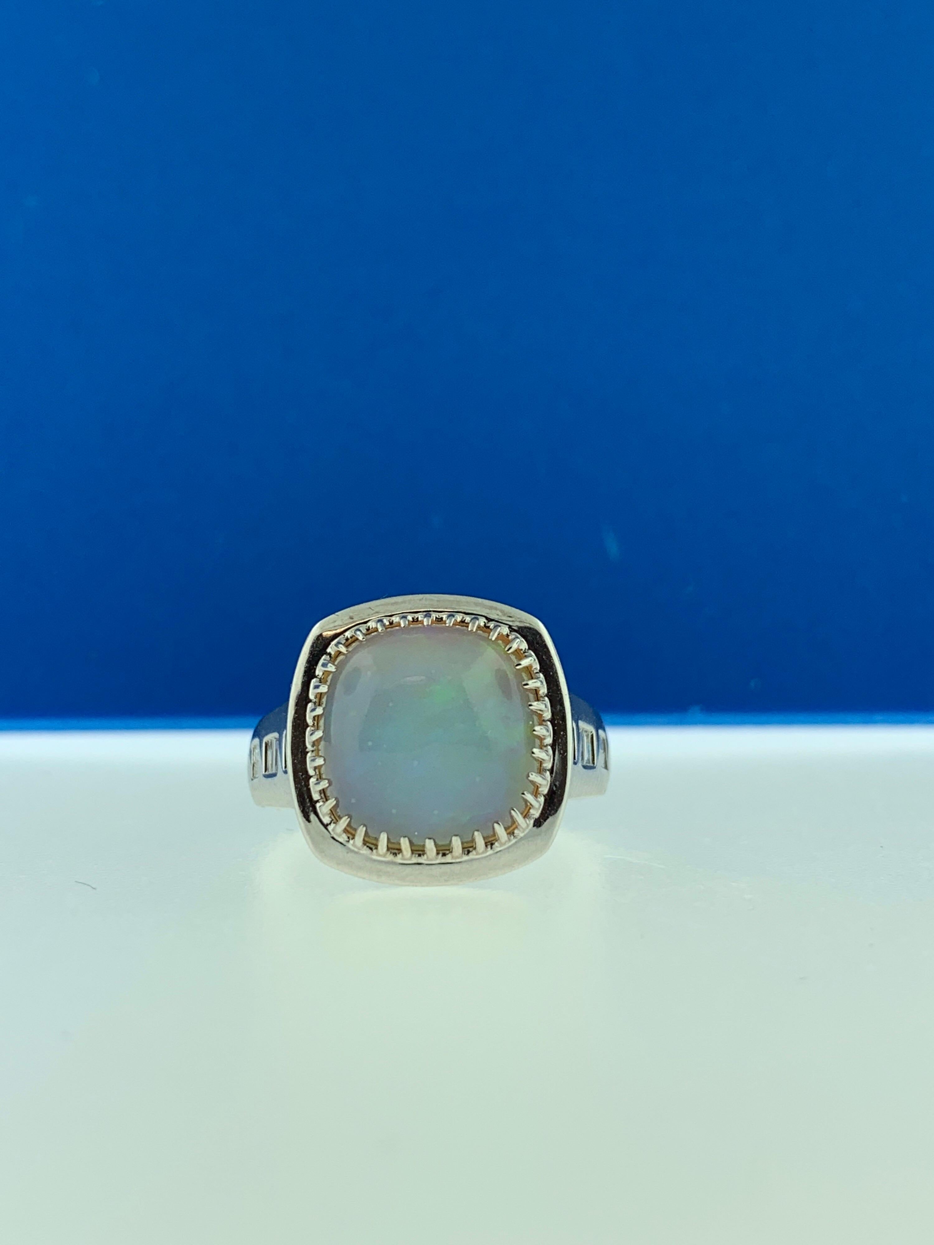 4.43 Carat Cushion Opal and Diamond Cocktail Ring In New Condition For Sale In Great Neck, NY