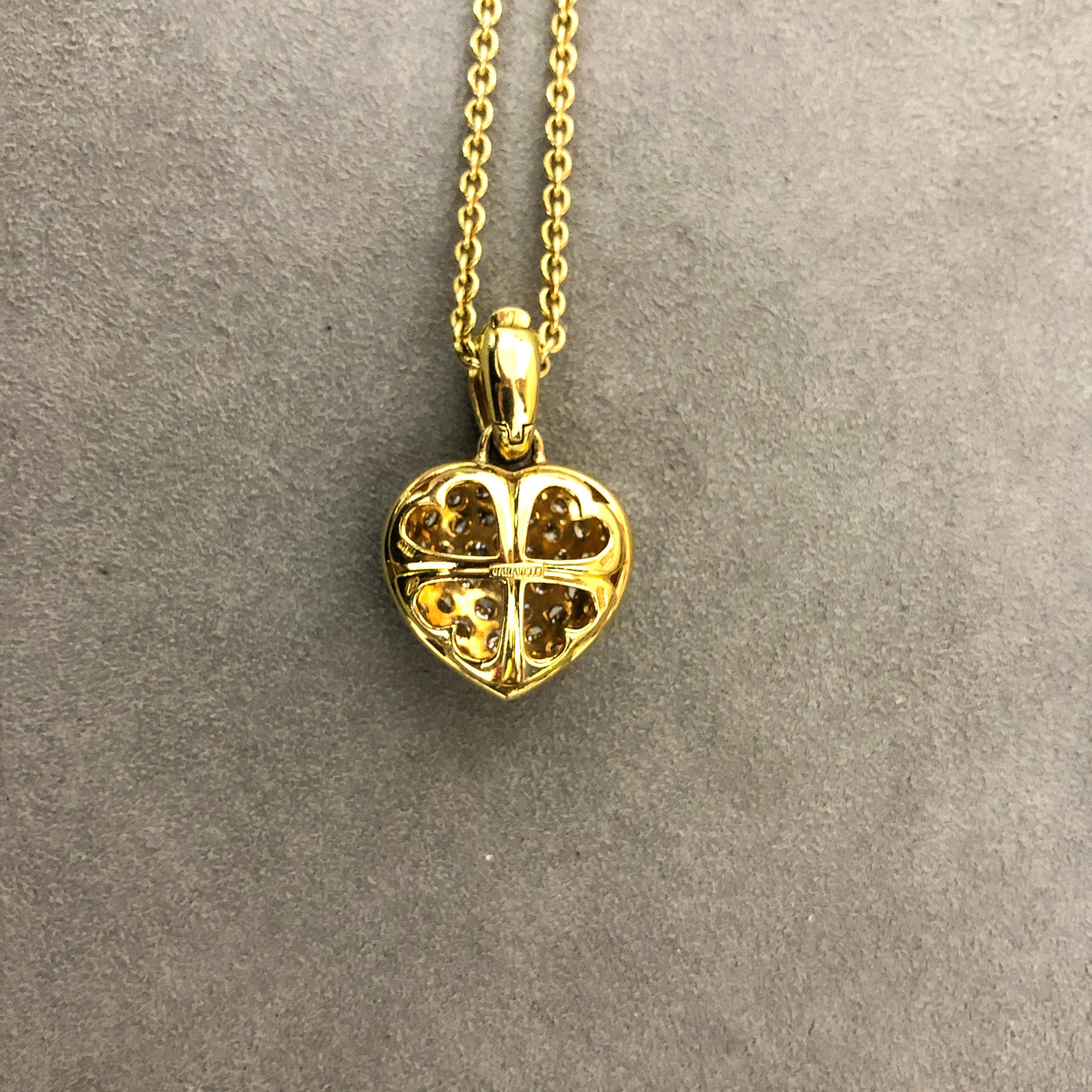 Modern Roman Malakov 4.43 Carats Total Micro-Pavé Diamond Heart Pendant Necklace For Sale