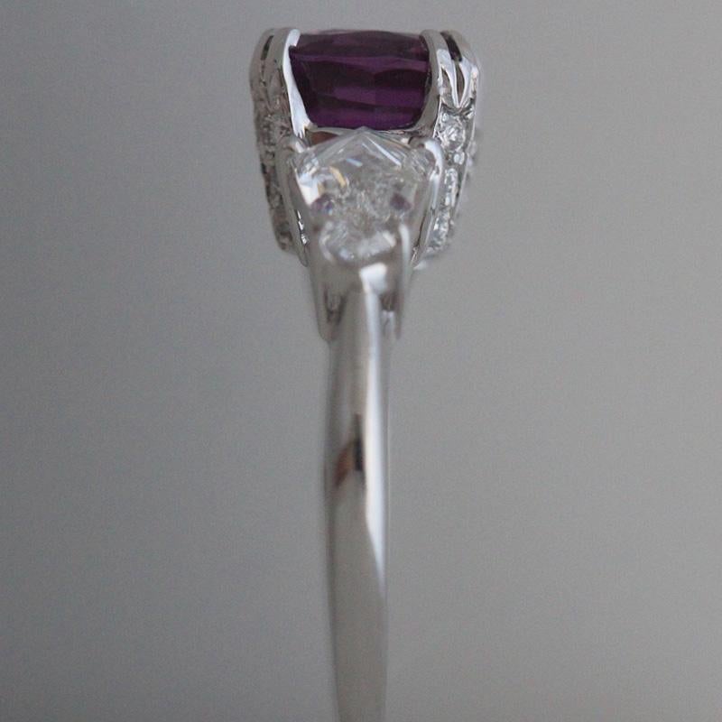 Women's 4.43 + Carat Pink Sapphire and Diamond, Platinum Engagement Ring For Sale