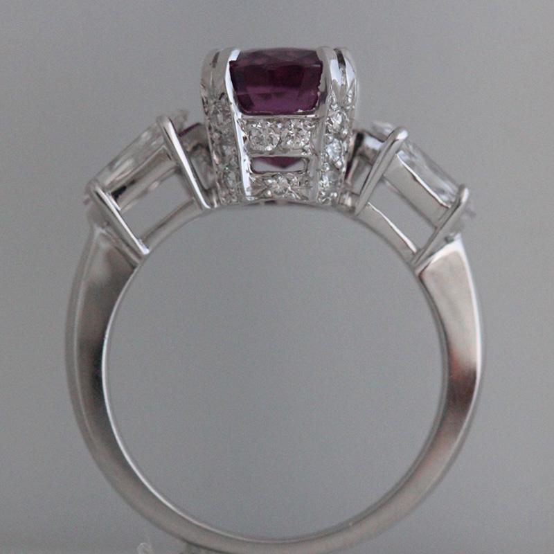 4.43 + Carat Pink Sapphire and Diamond, Platinum Engagement Ring For Sale 1