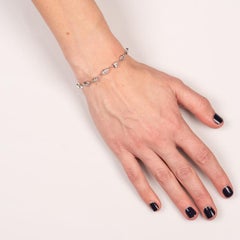 4.43 Carat Total Weight Mixed Shape Diamond Bezel Set Bracelet, 14k White Gold