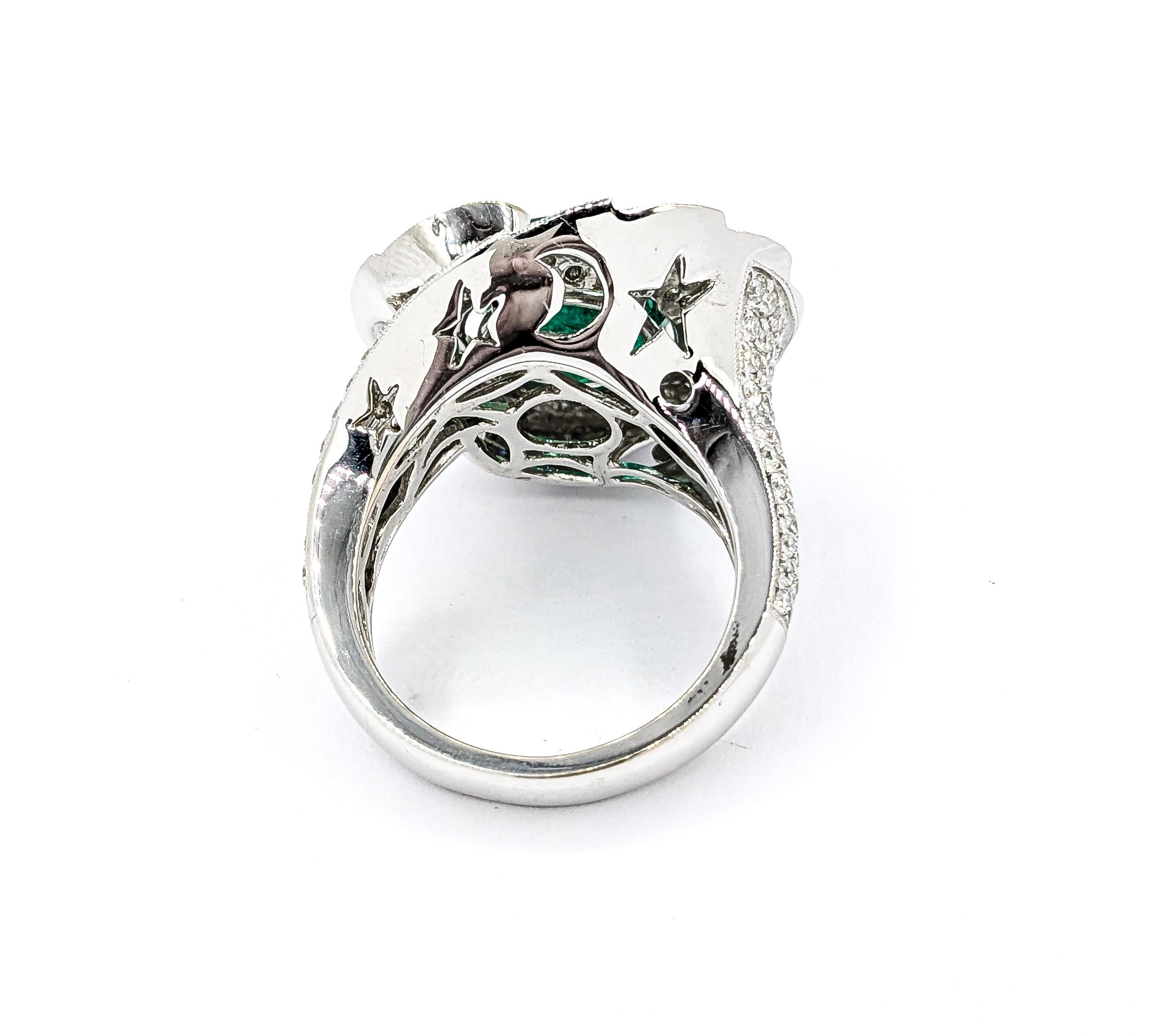 4.43ct Emerald Ring With Diamonds In 18kt White Gold 5