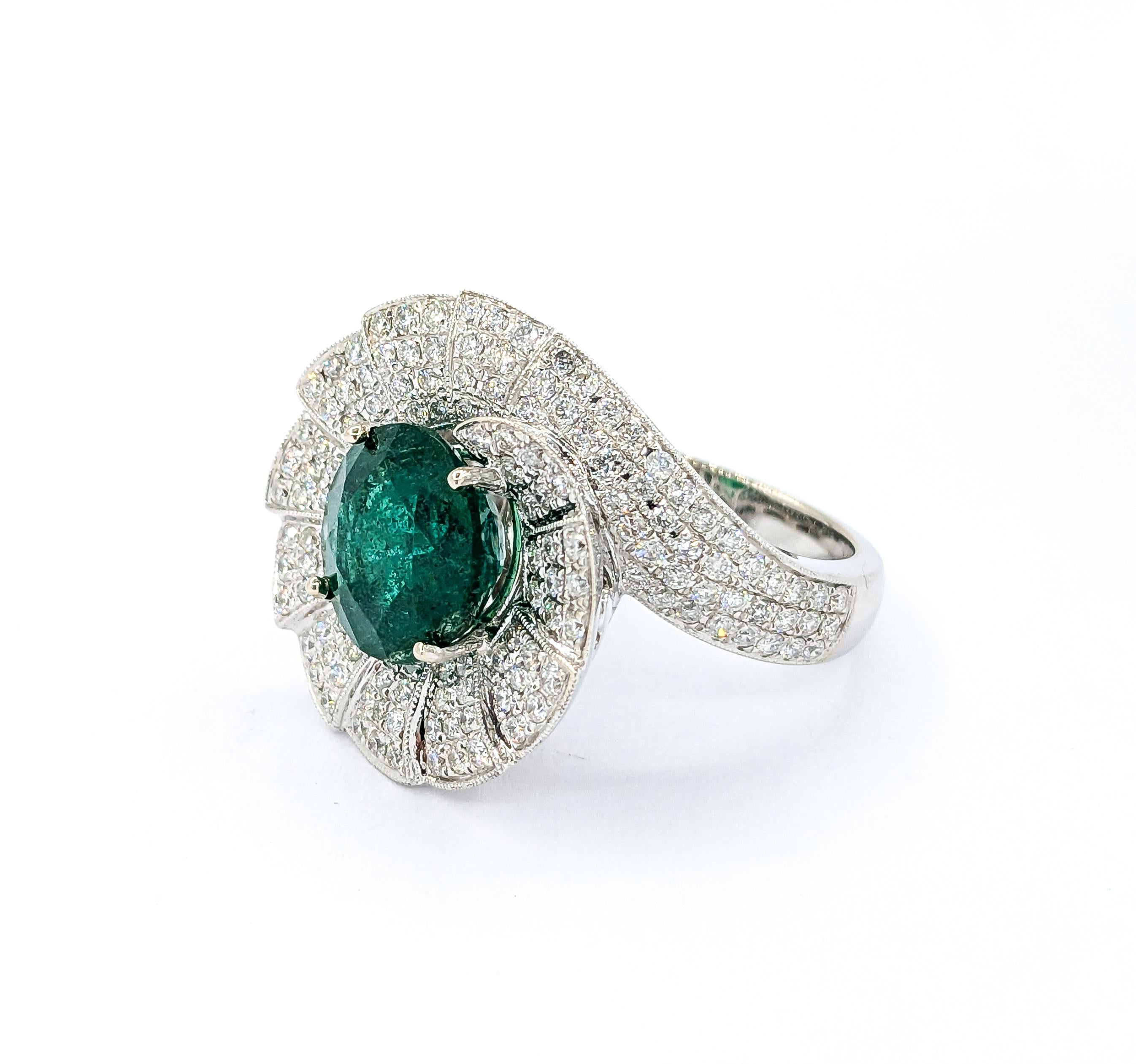 4.43ct Emerald Ring With Diamonds In 18kt White Gold 7