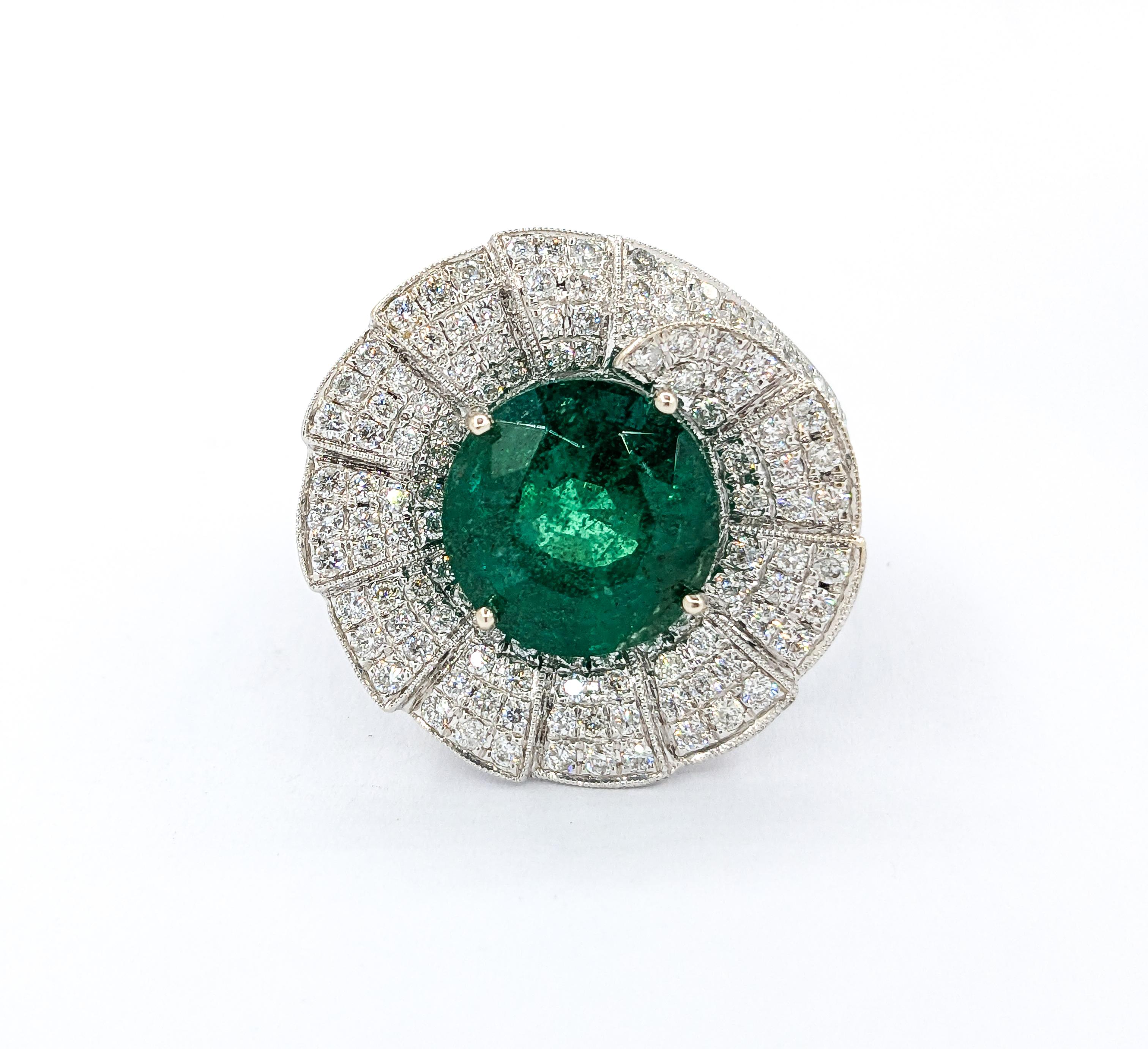 4.43ct Emerald Ring With Diamonds In 18kt White Gold 8