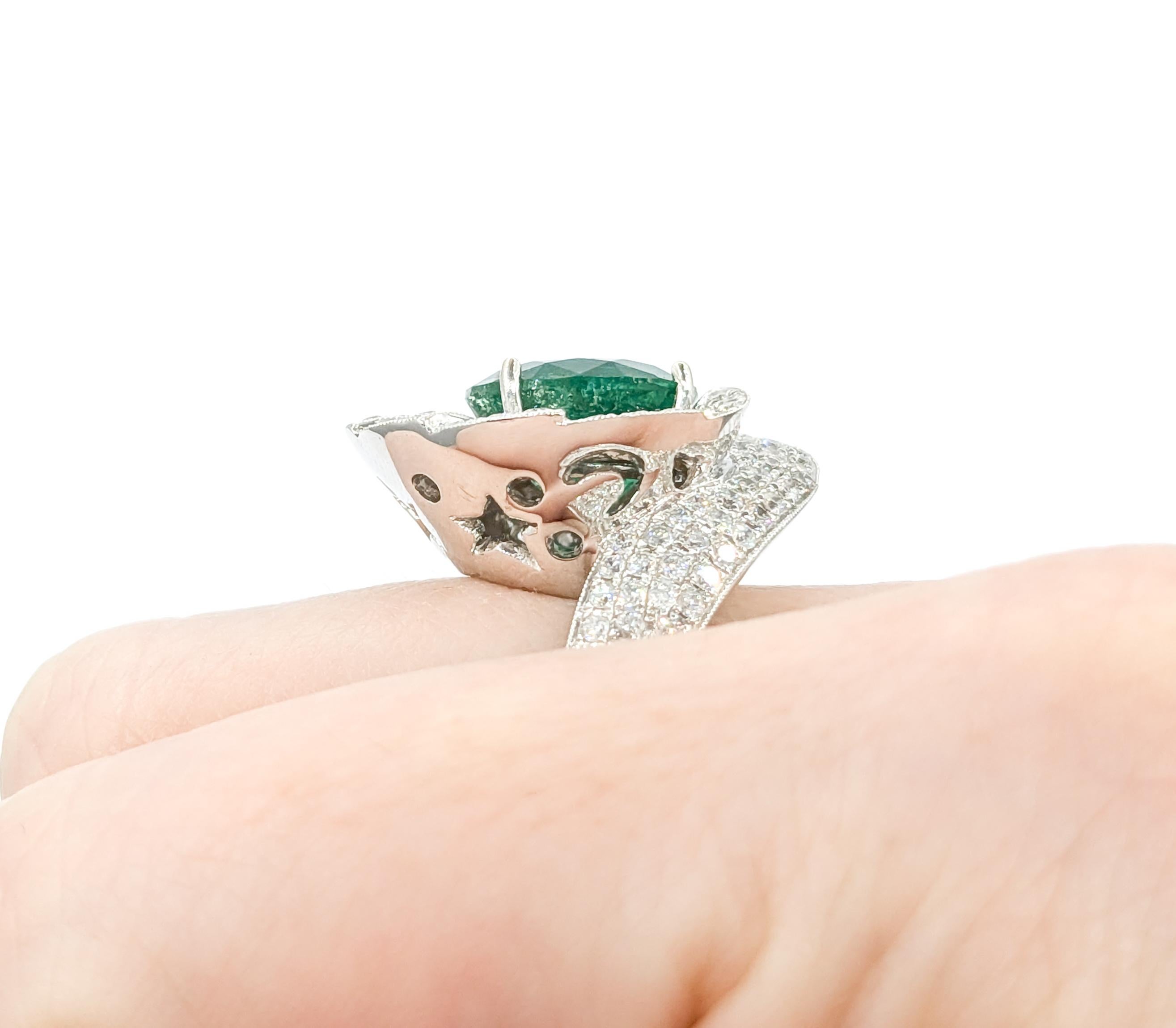 4.43ct Emerald Ring With Diamonds In 18kt White Gold In Excellent Condition In Bloomington, MN