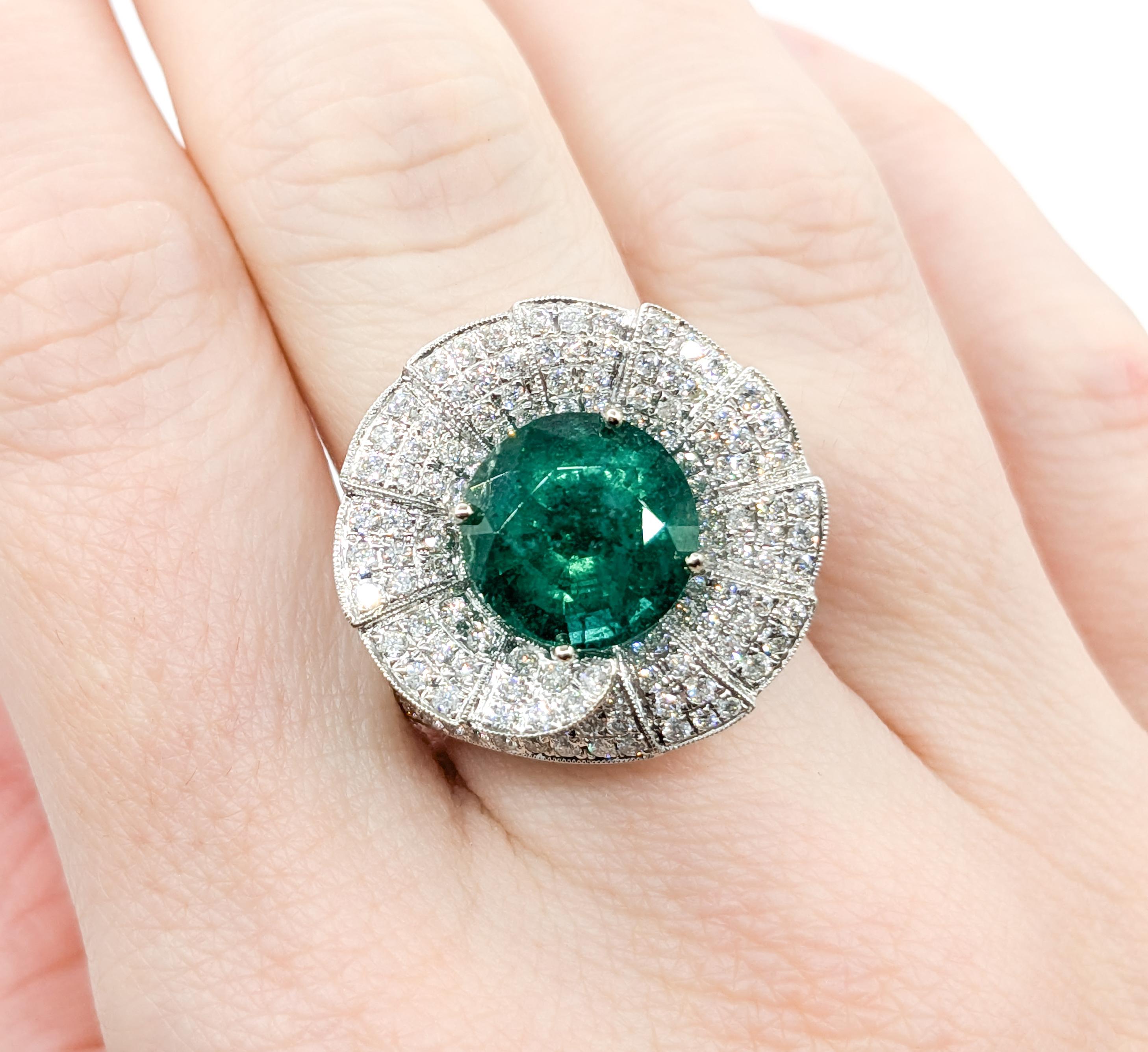 4.43ct Emerald Ring With Diamonds In 18kt White Gold 1