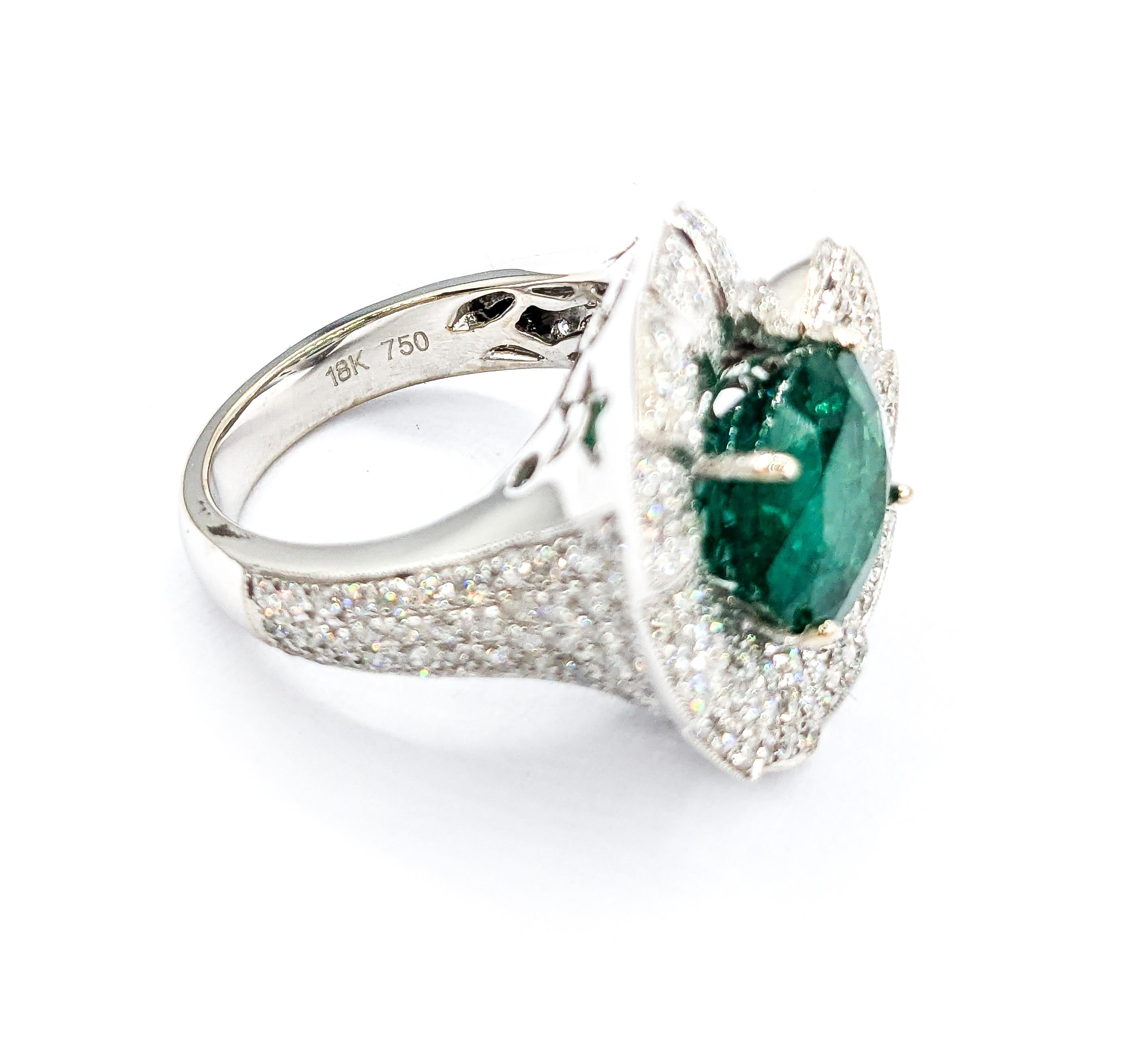 4.43ct Emerald Ring With Diamonds In 18kt White Gold 2