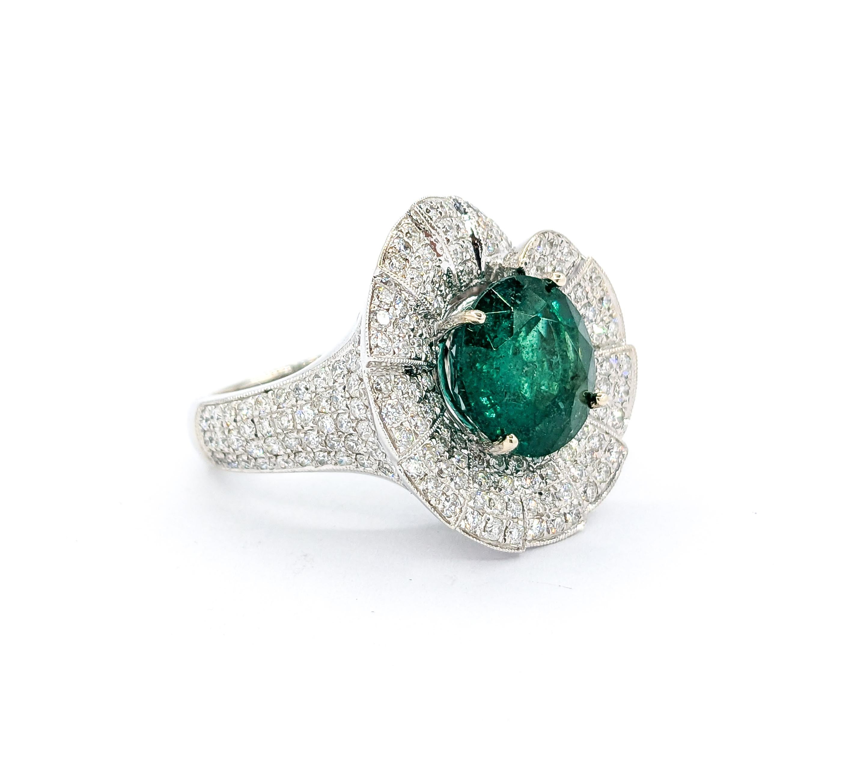 4.43ct Emerald Ring With Diamonds In 18kt White Gold 3