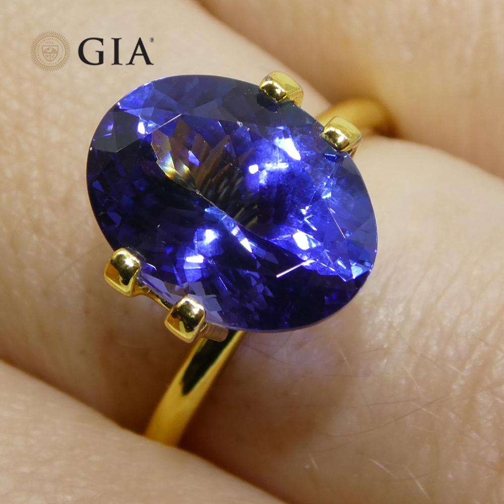Brilliant Cut 4.43ct Oval Violet-Blue Tanzanite GIA Certified Tanzania For Sale
