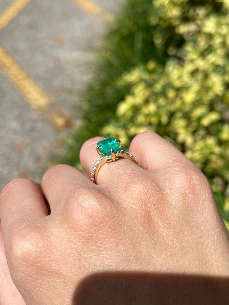 4.43tcw 18K Colombian Emerald Ring - Hidden Diamond Halo Solitaire Accents In New Condition For Sale In Jupiter, FL