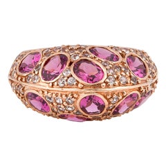 4.44 Carat Rhodolite and White Sapphire Ring in 14 Karat Rose Gold