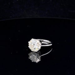 4.44 Carat Round Diamond Solitaire Platinum Bespoke 8 Claw Large Engagement Ring