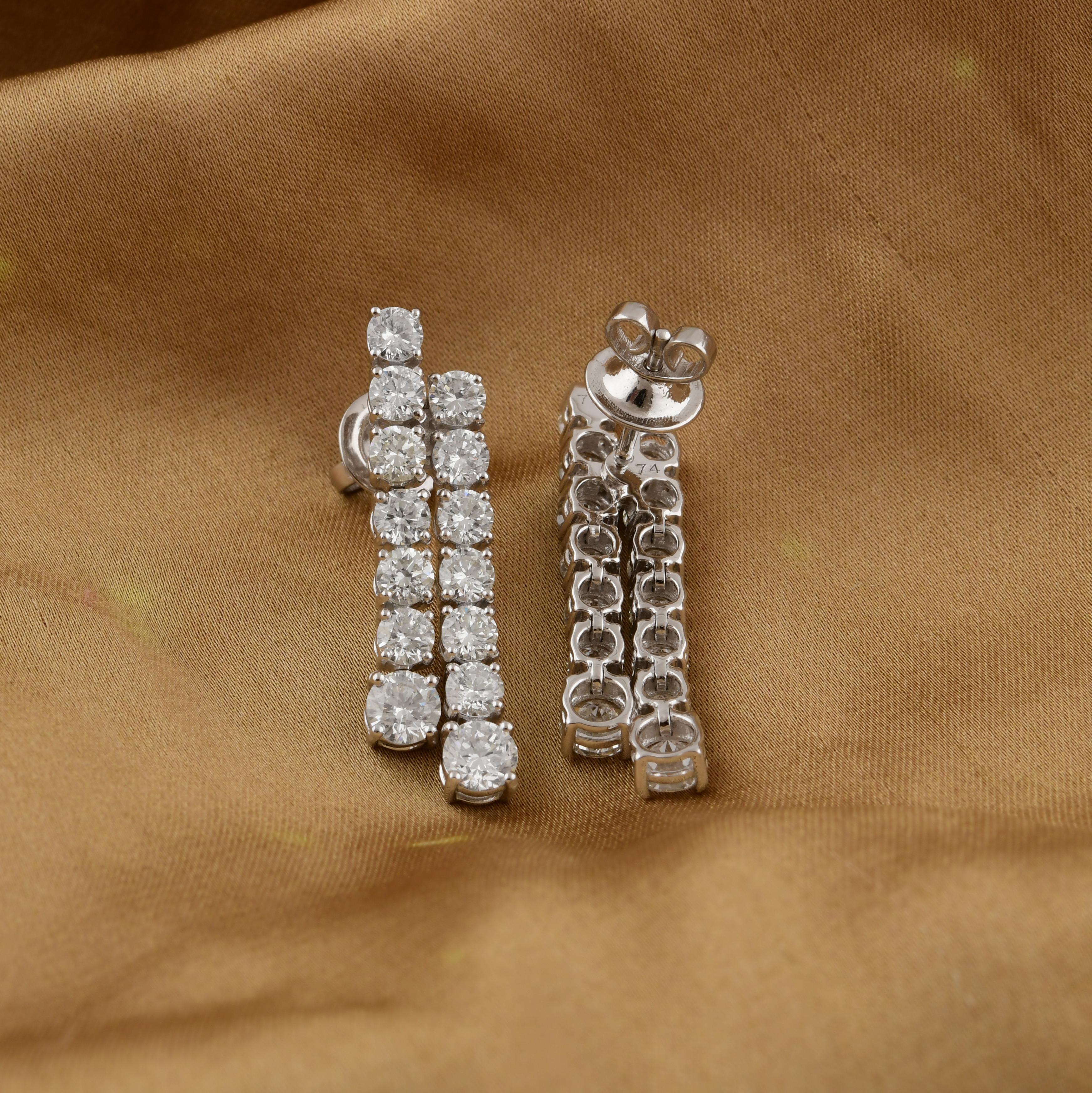 Diamant brillant SI/H de 4,44 carats  Boucles d'oreilles pendantes The Row en or blanc 14 carats Neuf - En vente à Diera, Dubai