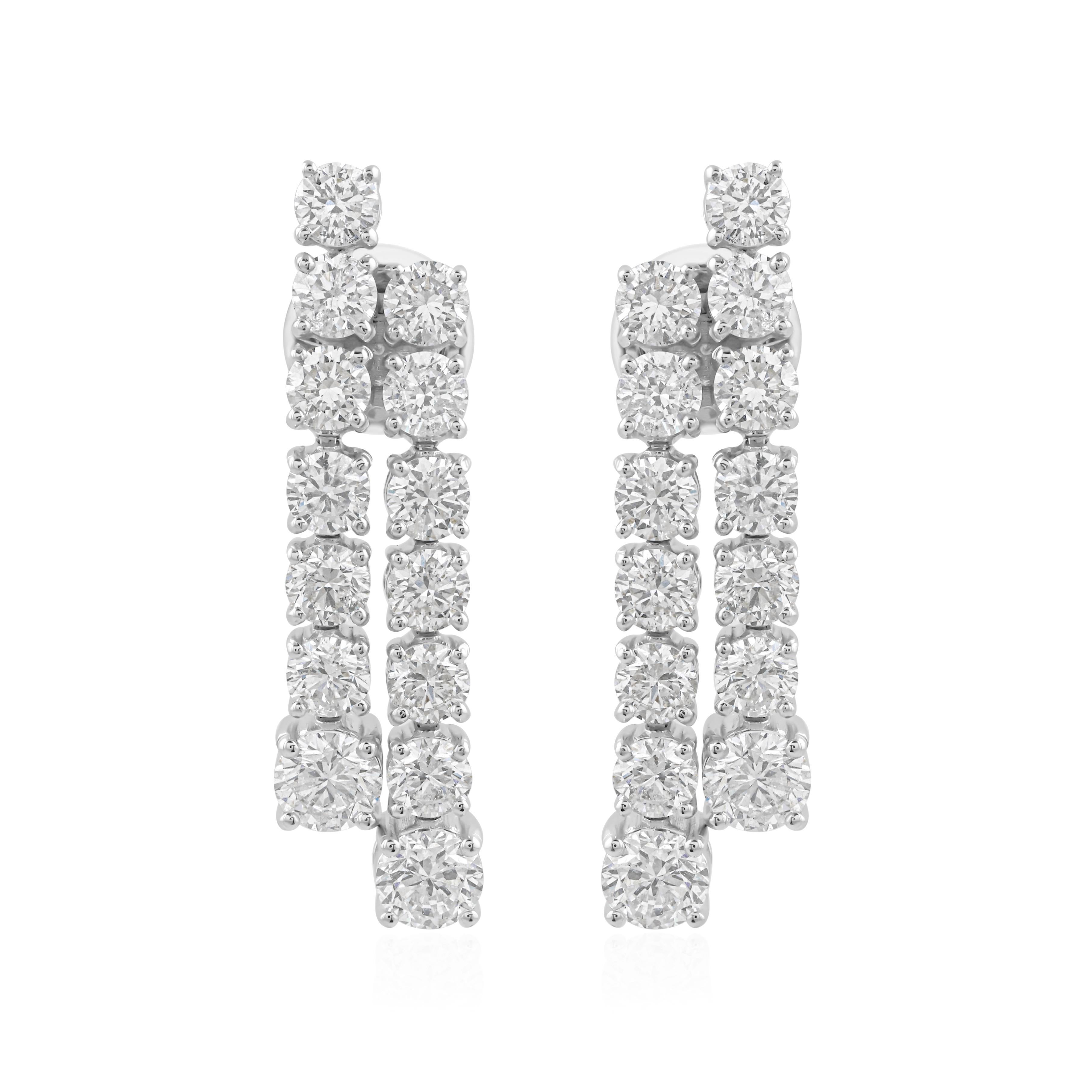 Diamant brillant SI/H de 4,44 carats  Boucles d'oreilles pendantes The Row en or blanc 14 carats en vente 1