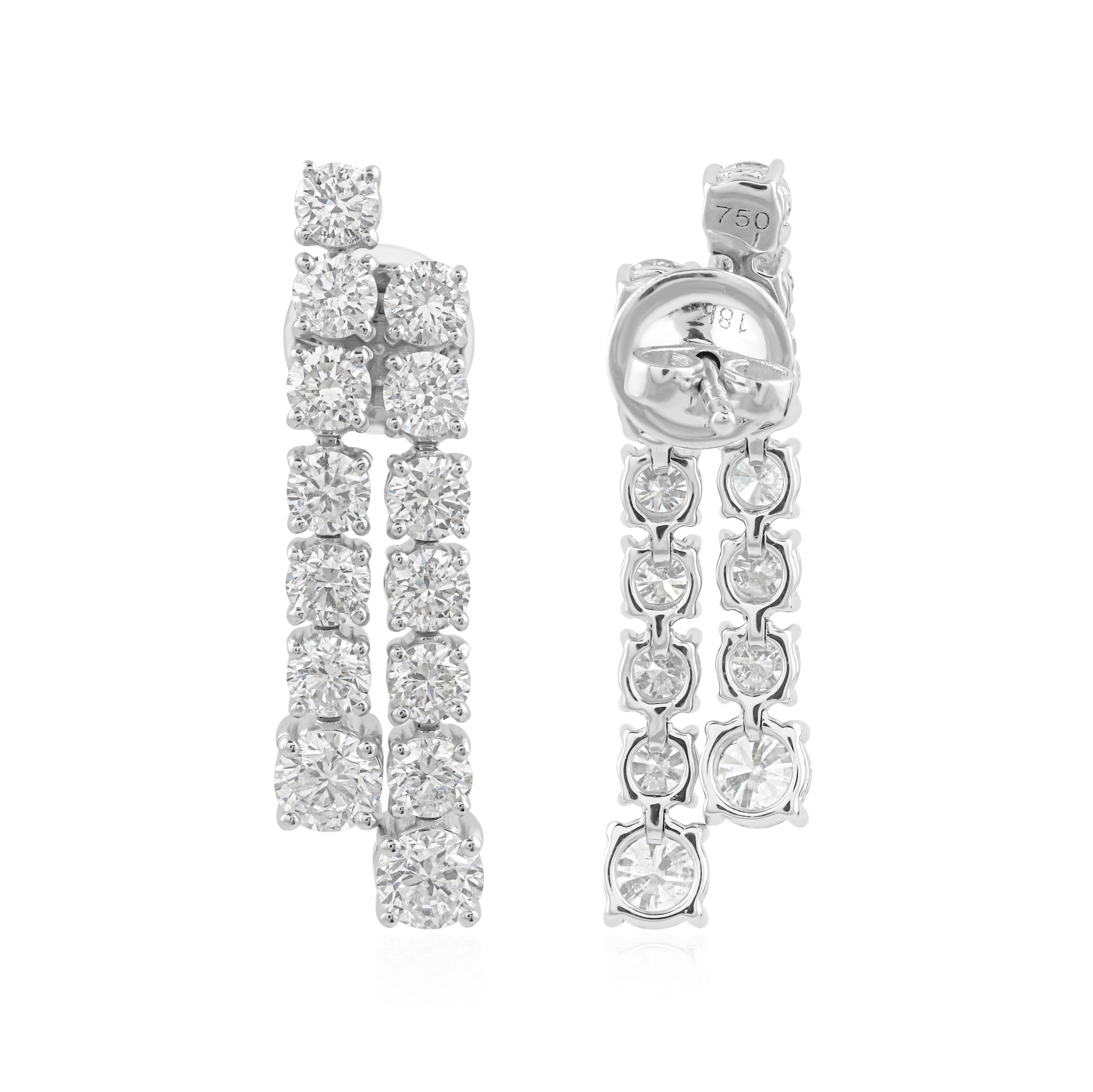 Diamant brillant SI/H de 4,44 carats  Boucles d'oreilles pendantes The Row en or blanc 14 carats en vente 2