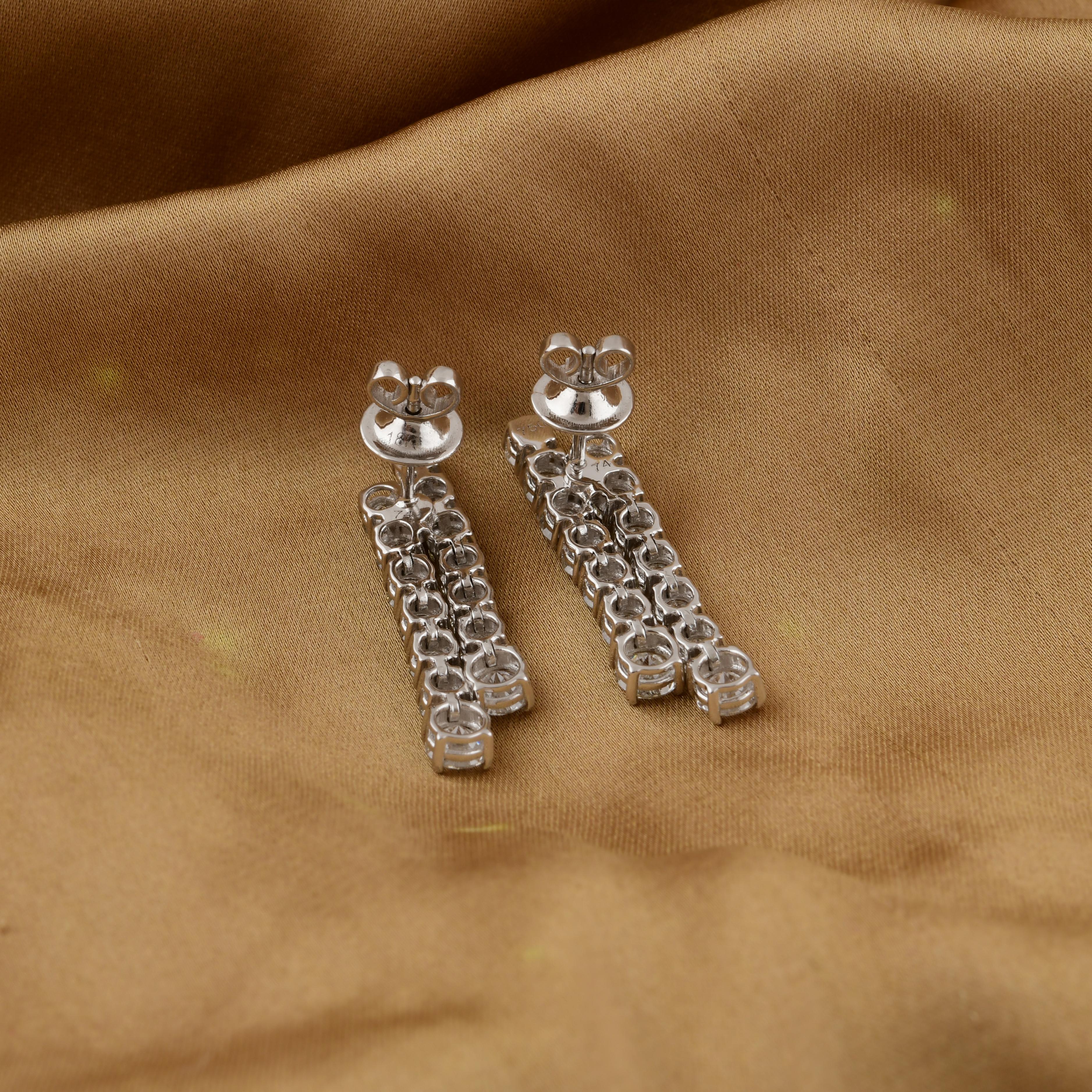 Diamant brillant SI/H de 4,44 carats  Boucles d'oreilles pendantes The Row en or blanc 14 carats en vente 3