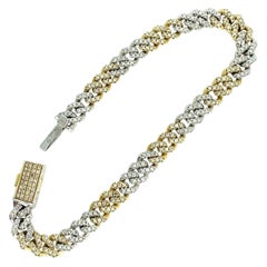 Bracelet à maillons cubains en diamants bicolores de 4,44 carats