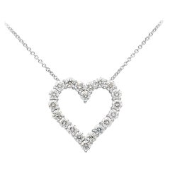 4.44 Carats Total Brilliante Diamond Round Open-Work Heart Pendant Necklace