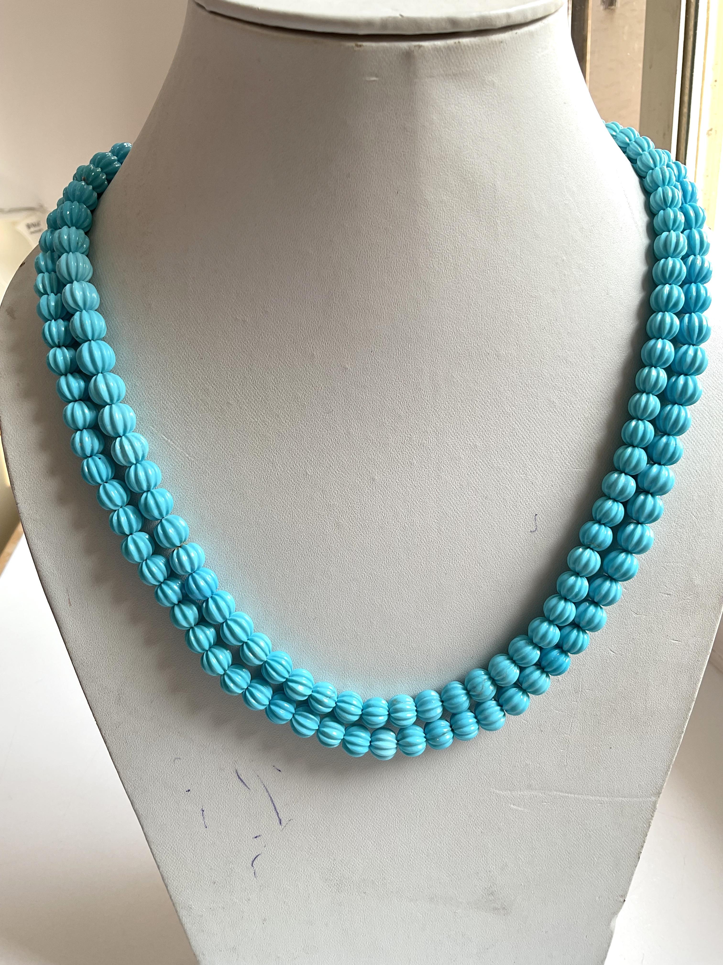 444,00 Quilates Turquesa Melón Cuentas Collar Top Calidad Arizona Gema Natural en venta 6