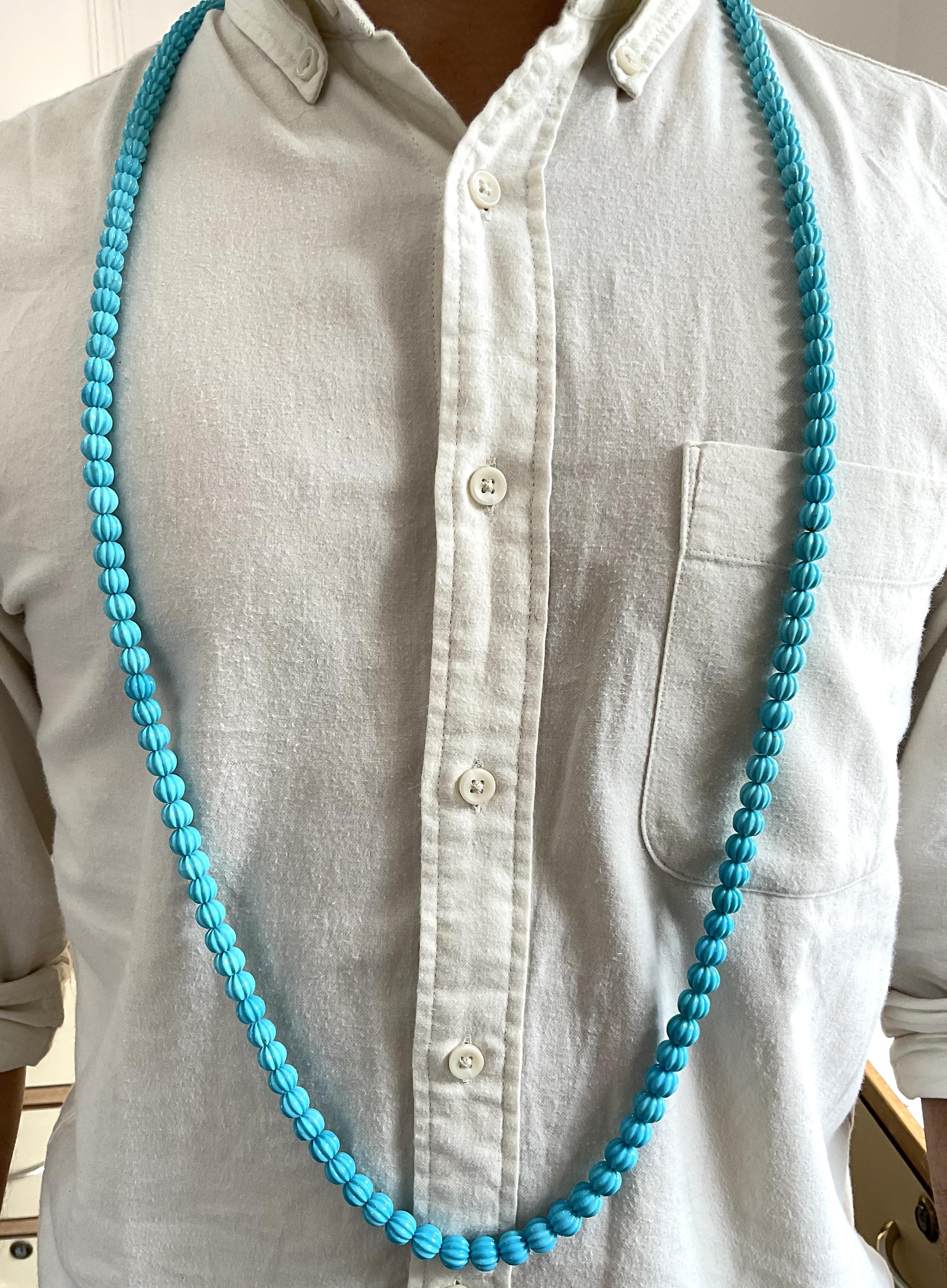 444,00 Quilates Turquesa Melón Cuentas Collar Top Calidad Arizona Gema Natural en venta 7