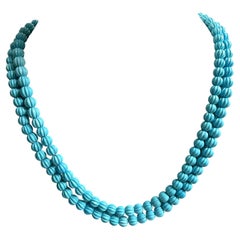 444.00 Carats Turquoise Melon Beads Necklace Top Quality Arizona Natural Gem