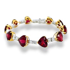44.42 Carat Rhodolite Round Diamond Yellow and White Gold Bracelet