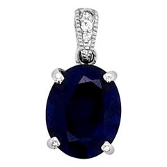 4.44ct Natural Ceylon Blue Sapphire 14K White Gold Pendant