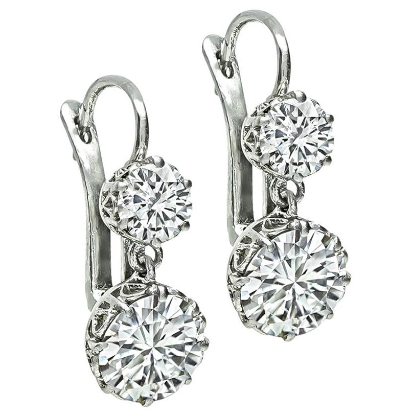 4.44cttw Diamond Dangling Earrings For Sale