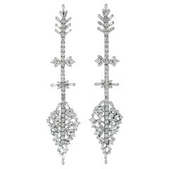 Boucles d'oreilles en forme de flèche en or 18 carats avec diamants de 4,45 carats