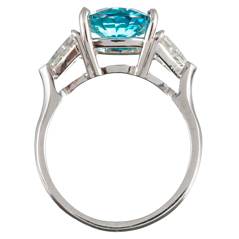 Women's 4.45 Carat Blue Zircon and Diamond Ring