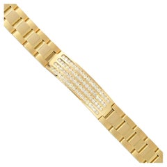 4.45 Carat Diamond Bar Men's Bracelet 14 Karat in Stock