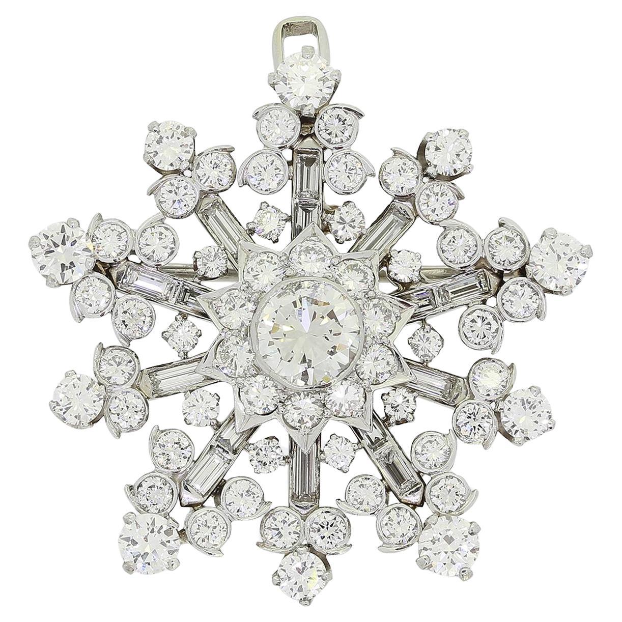 Pendentif flocon de neige en diamant de 4,45 carats