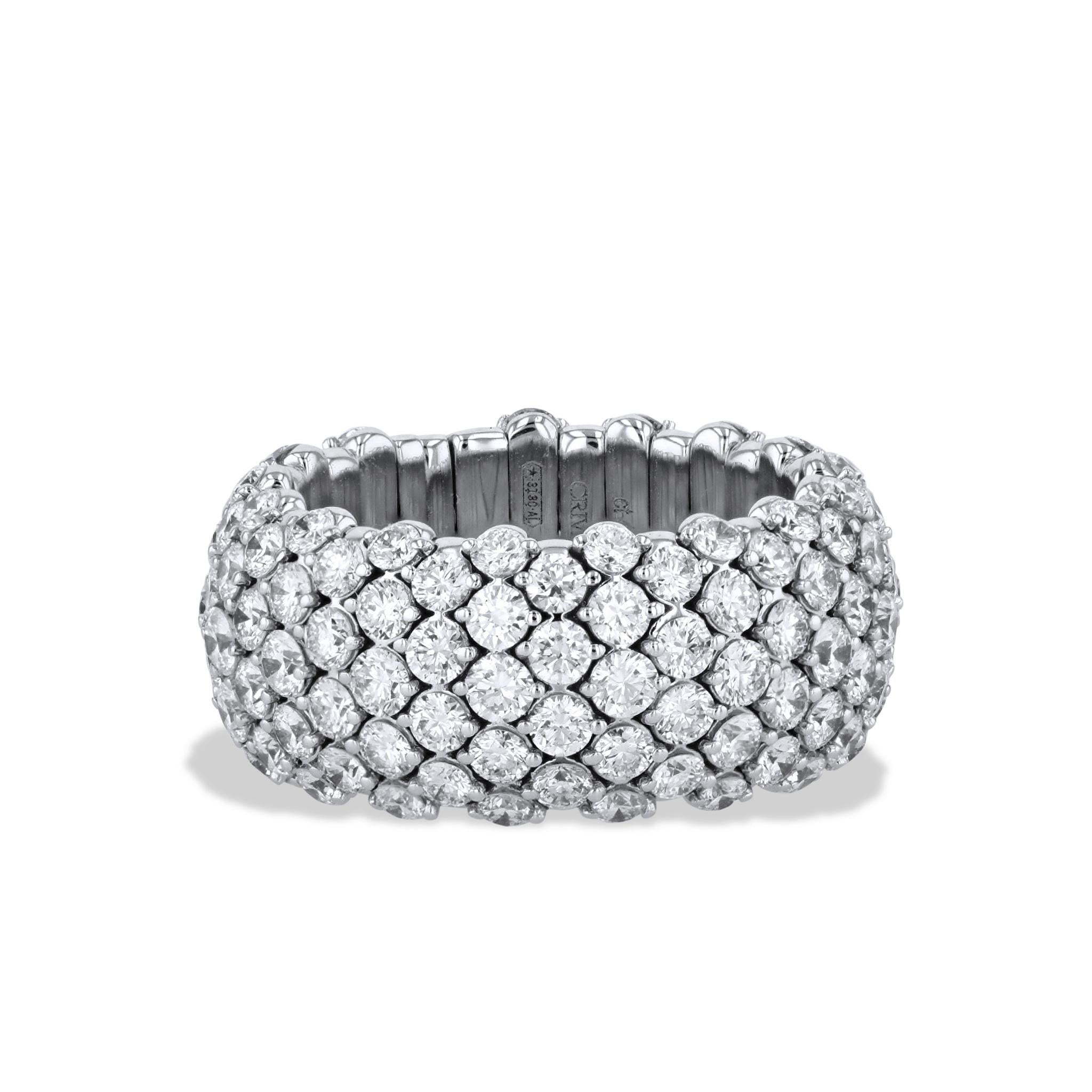 Round Cut 4.45 Carat Diamond Stretch Band Ring For Sale