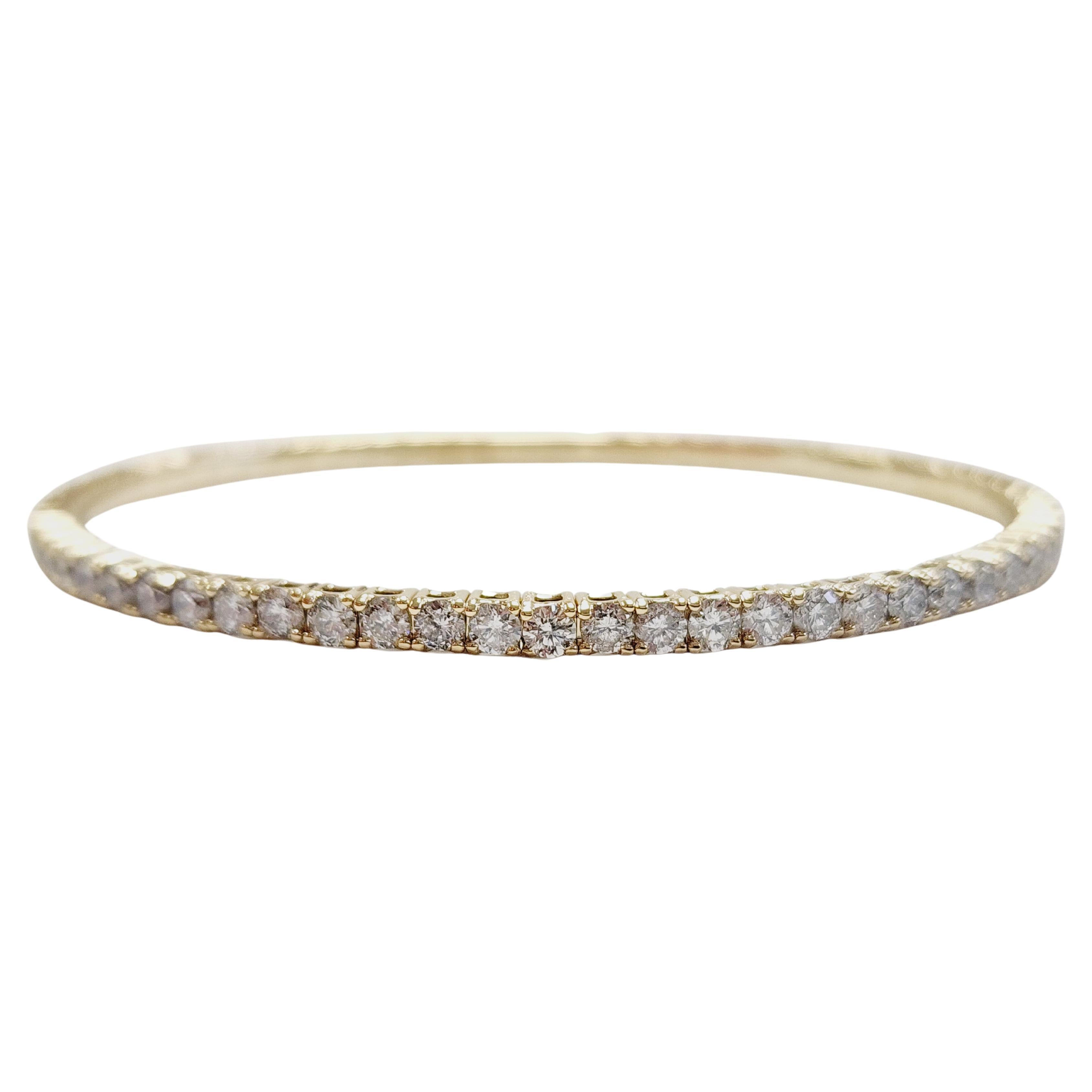 4.50 Carat Flexible Bangle Natural Diamond Yellow Gold 14 Karat