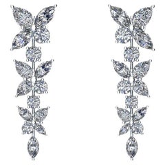 4.45 Carat Marquise Diamonds Cascade Platinum Earrings