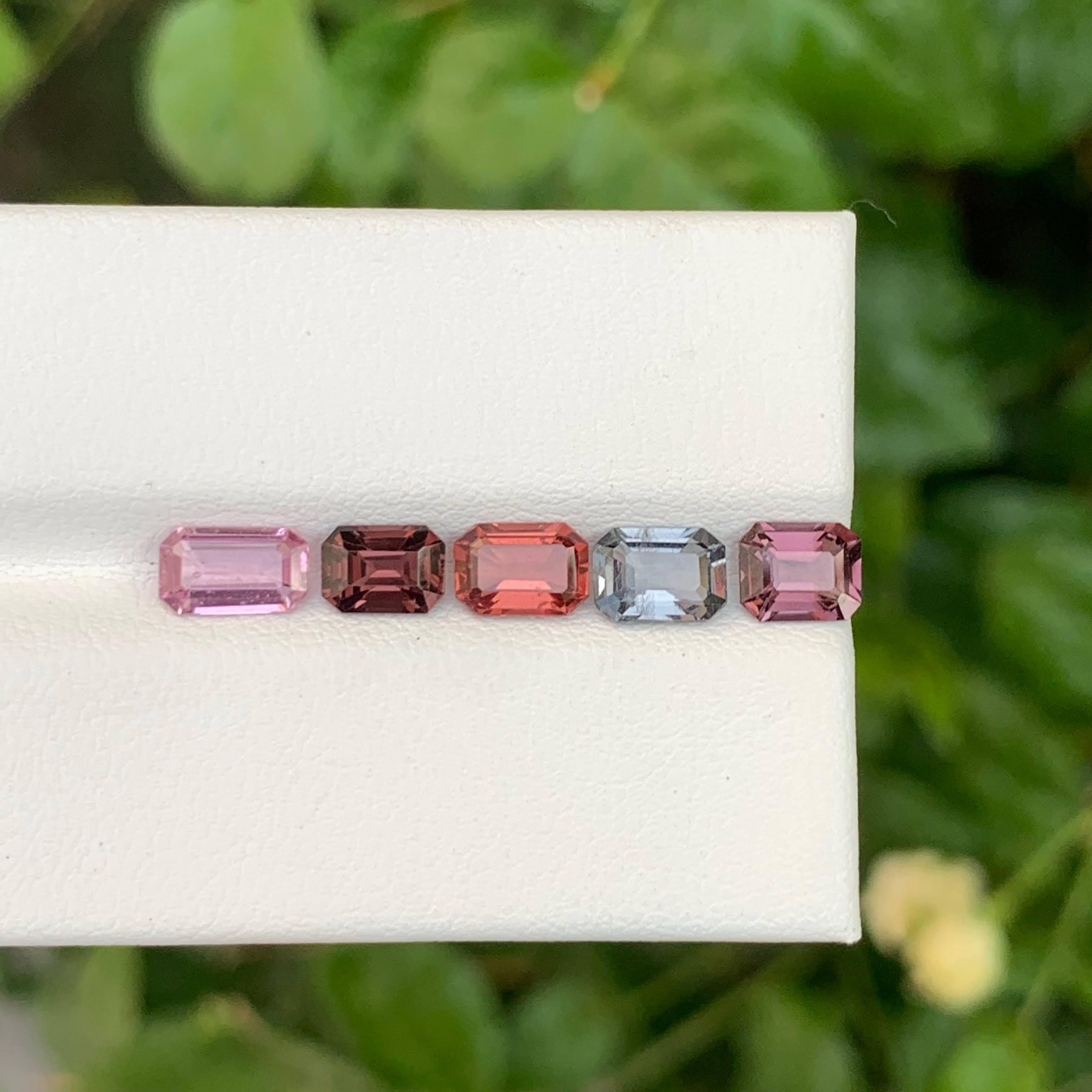 4.45 Carat Multi Color 5 Piece Spinel Gems Lot Emerald Cut From Burma en vente 4