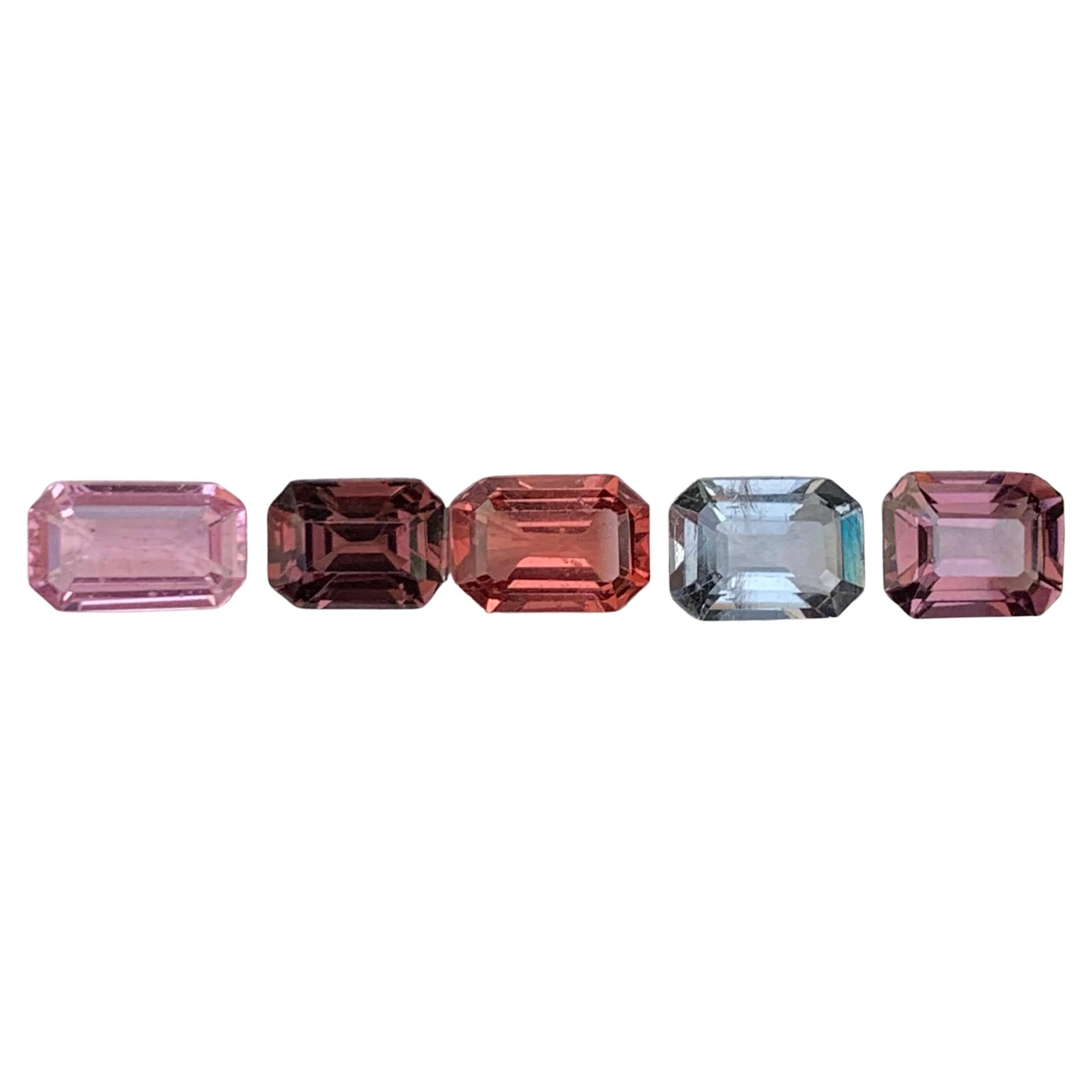 4.45 Carat Multi Color 5 Piece Spinel Gems Lot Emerald Cut From Burma en vente