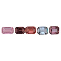 4.45 Carat Multi Color 5 Piece Spinel Gems Lot Emerald Cut From Burma