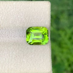 4.45 Carat Natural Loose Apple Green Peridot Cushion Cut from Pakistan Gemstone
