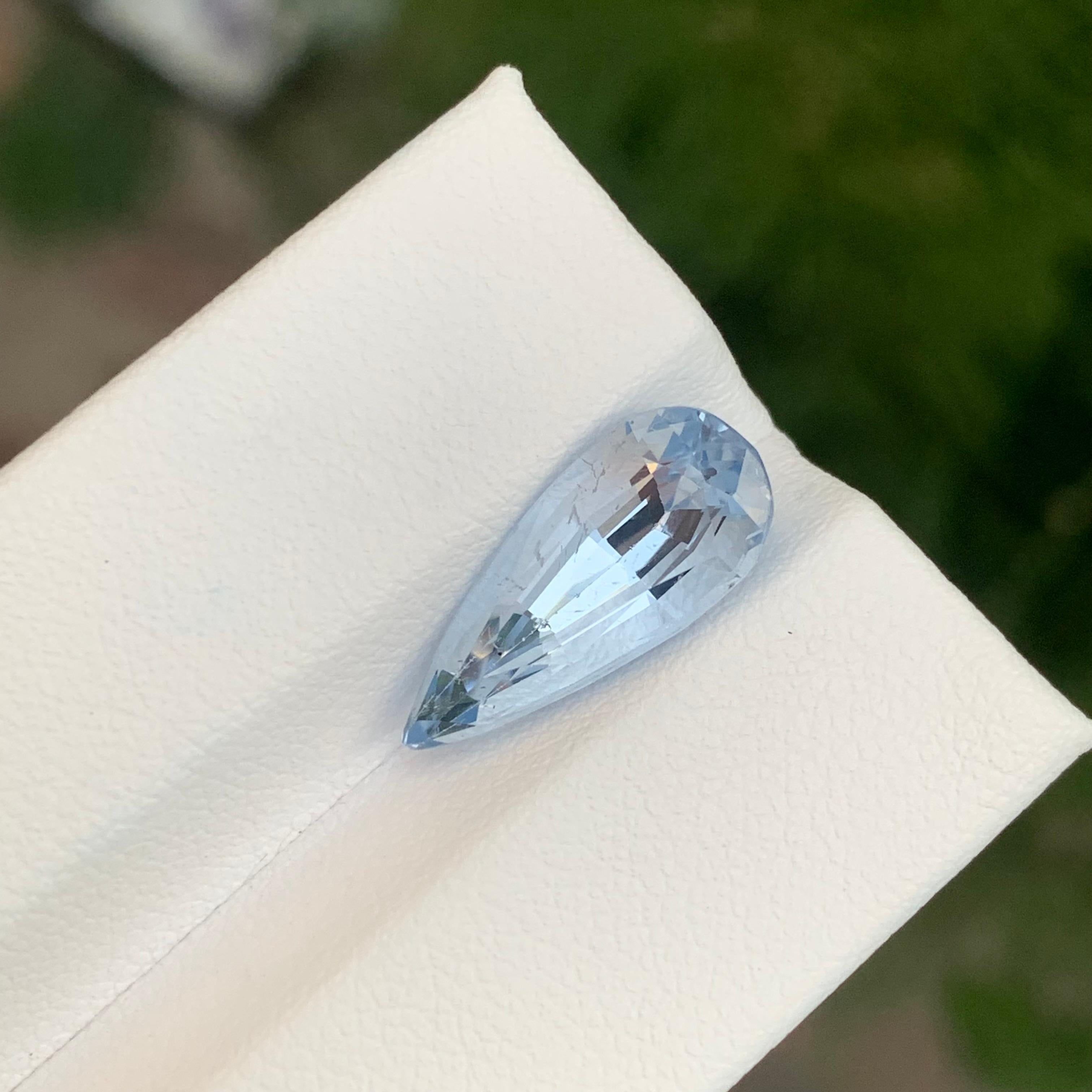 4,45 Karat Natürlicher loser Aquamarin Goshenit Tränen Tropfenform Edelstein im Angebot 4