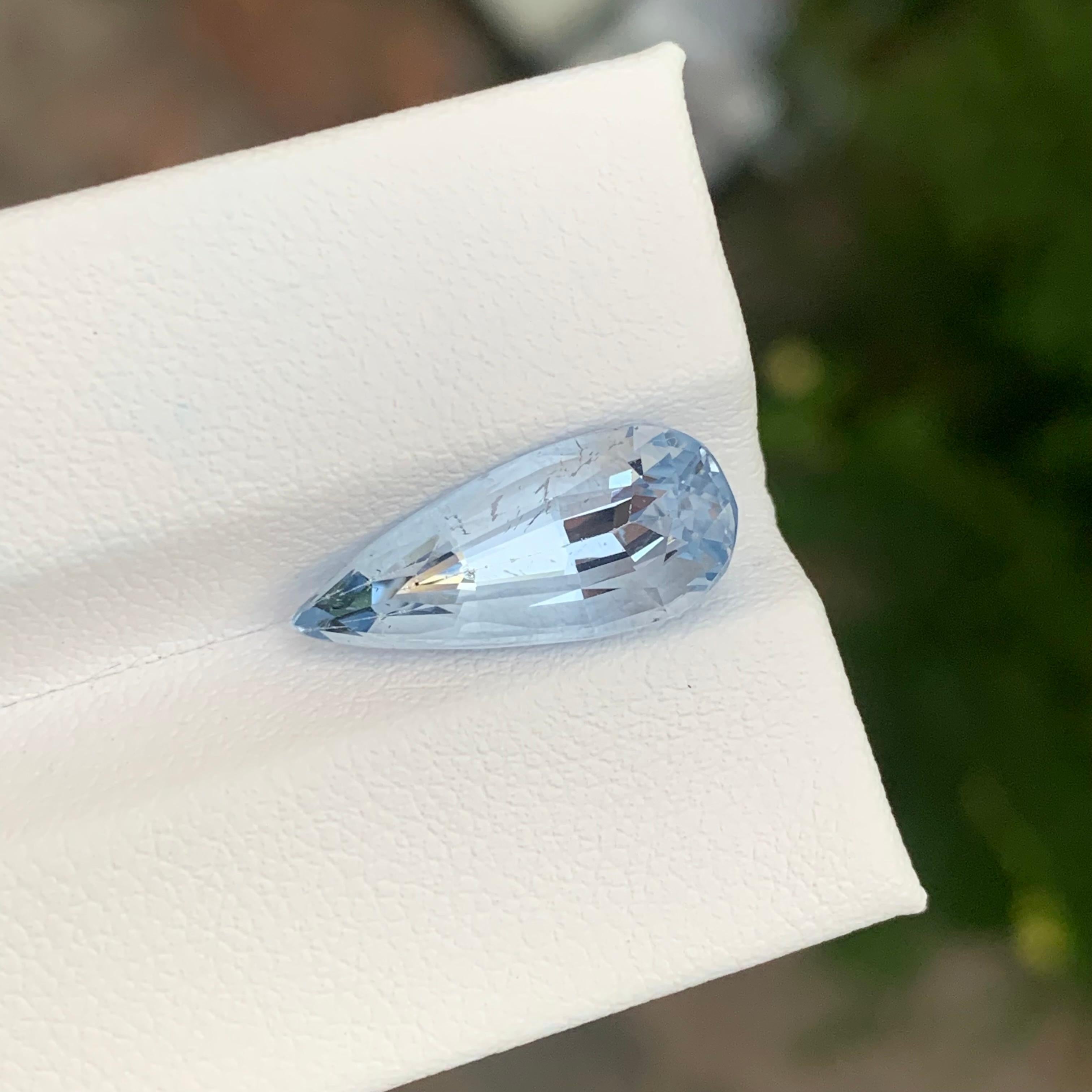 4,45 Karat Natürlicher loser Aquamarin Goshenit Tränen Tropfenform Edelstein im Angebot 6